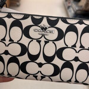 Coach Monogram Black and Cream Wristlet